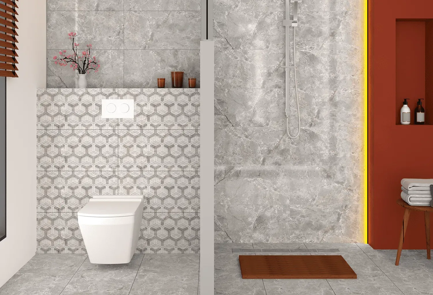 marble look tile 30x60cm grey for bathroom